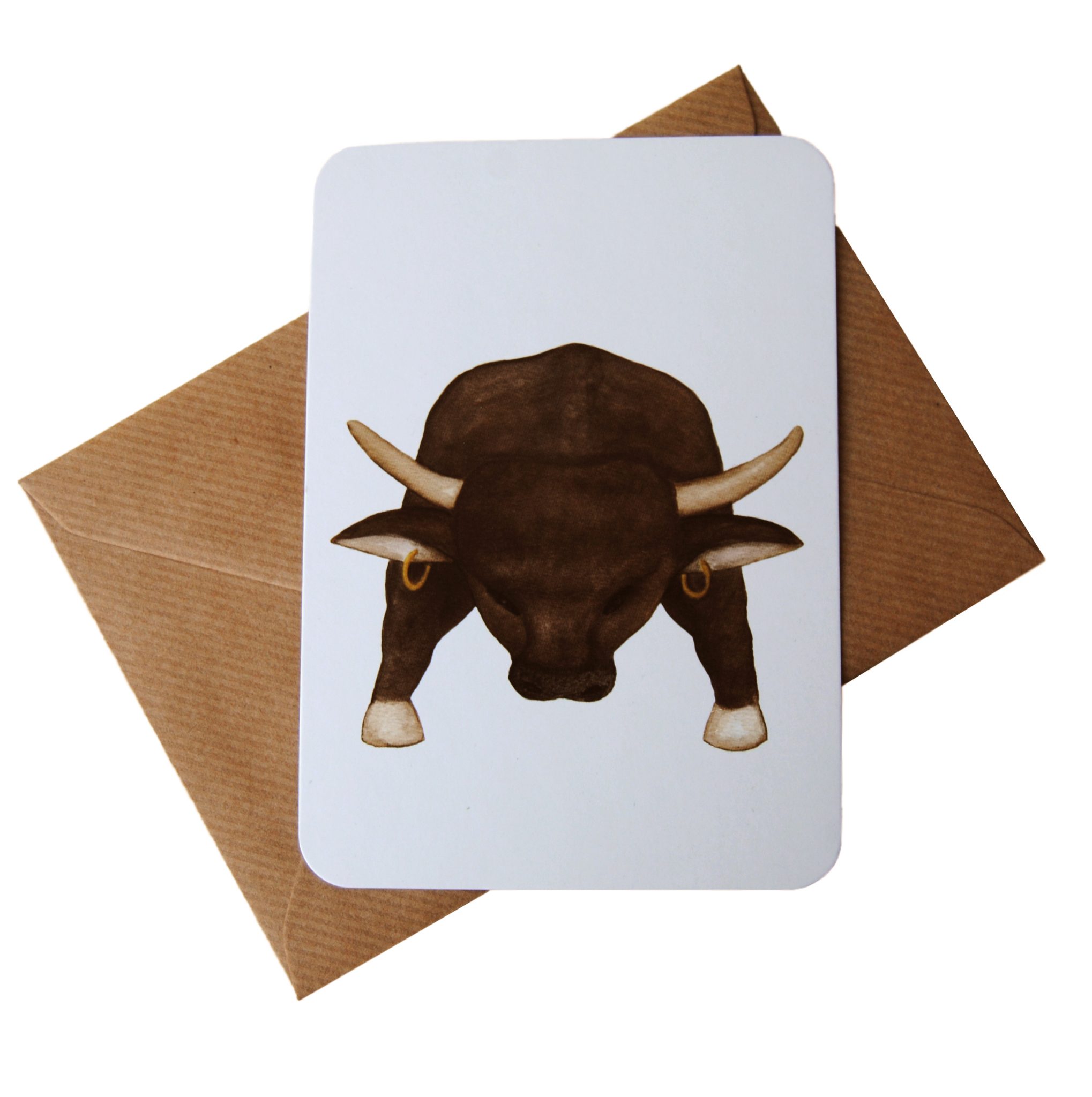 Card Spanish bull Mr cow, ecofriendly printing