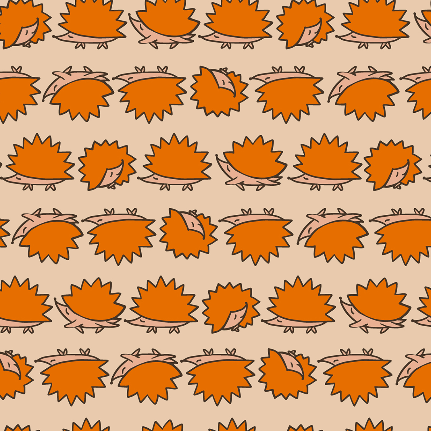 Print met egeltjes oranje