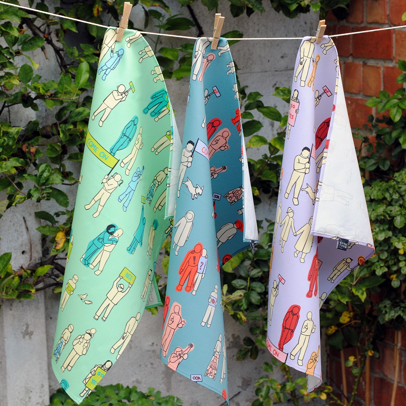 Keukenhanddoek of theedoek 'Good Trouble' pak van 3