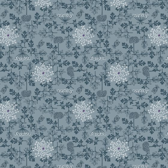 Wilde bloemen print van Sabine Daucus Carota Wild Carol blauw