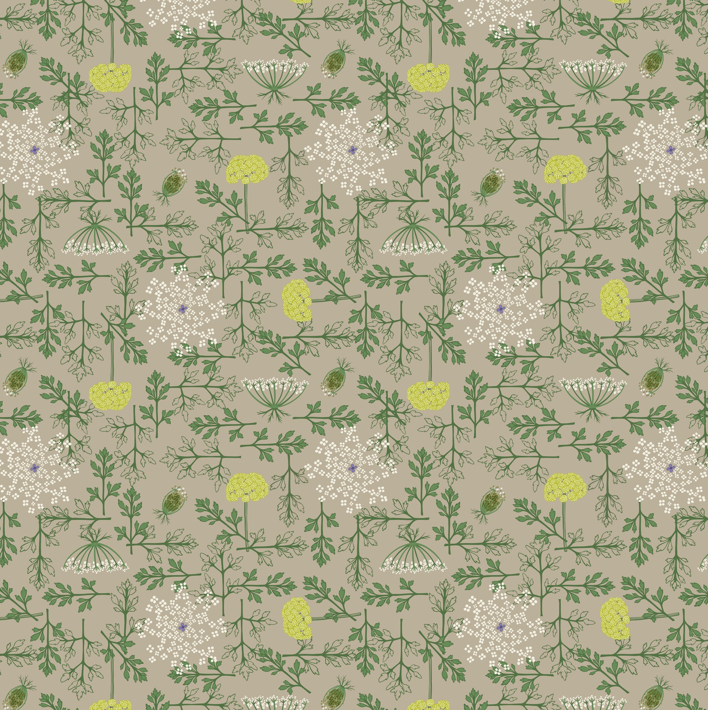 Wilde bloemen print van Sabine Daucus Carota Wild Carol Multicolor