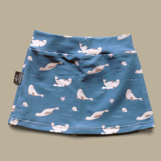 Rokje in biokatoen met zeehondjes